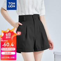 唐狮 TONLION2024女宽松高腰脚口翻遍西装短裤TB