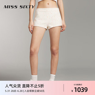 MISS SIXTY2024夏季短裤女法式高级中腰百搭显瘦花式呢设计感 米白 S