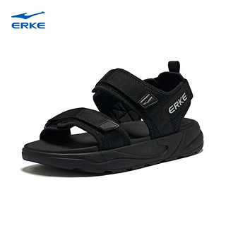 ERKE 鸿星尔克 运动凉鞋男新款休闲凉拖鞋运动户外沙滩鞋 正黑 40