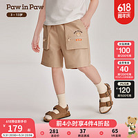 PawinPaw卡通小熊童装2024年夏季男童裤子儿童梭织短裤舒适 Beige米色/35 120cm