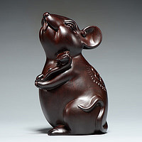 米囹 黑檀木雕老鼠擺件十二生肖裝飾