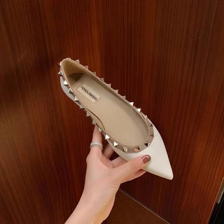 TYBURN朱小姐手工女鞋平底款~经典款铆钉平底鞋浅口尖头单鞋女TYBURN 黑色 40