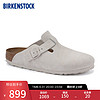 BIRKENSTOCK勃肯拖鞋男女室外拖鞋牛皮绒面革拖鞋Boston系列 复古白色窄版1024740 37