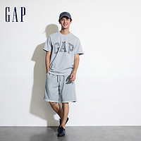 Gap 盖璞 男女装2024夏季新款拼接字母logo短袖T恤简约百搭上衣466766 灰色 175/96A(L) 亚洲尺码