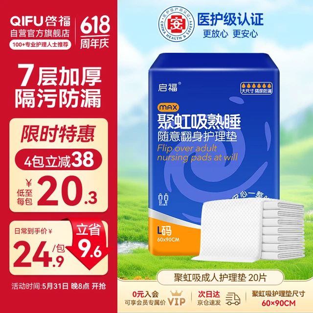 啓福启福成人护理垫老人隔尿垫产妇产褥垫大尺寸加厚多功能护理垫尿垫 【双层加厚】80*120cm28片