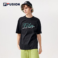 FILA 斐乐 FUSION斐乐潮牌男士针织短袖衫2023夏时尚休闲宽松上衣