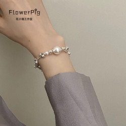 品牌珍珠手链/脚链_时尚小众设计款简约碎银珍珠手链ins女生串珠手饰