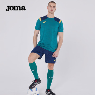 JOMA 运动套装男足球服队服2022年春秋夏季足球比赛训练服短袖t恤+运动裤套装男 云杉绿/瓦蓝 XL