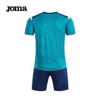 JOMA 运动套装男足球服队服2022年春秋夏季足球比赛训练服短袖t恤+运动裤套装男 云杉绿/瓦蓝 XL
