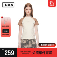 INXX/英克斯 XXE2010299 拼色插肩修身短款女士T恤