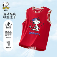 SNOOPY史努比童装儿童T恤男童速干背心中大童无袖吸湿排汗上衣夏季薄款
