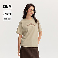 Semir 森马 [商场同款]森马短袖T恤女宽松气质2023秋季新款字母套头衫简约风