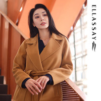歌力思(ELLASSAY)【同款】秋冬翻领宽松廓形双面羊毛大衣女EWB346D02100 浅卡其 L