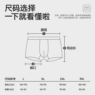 HLA海澜之家男士莫代尔平角内裤透气7A抗菌大码短裤HBANKM0ADF1790 蓝灰/碳灰/银灰9644 175/100/XL