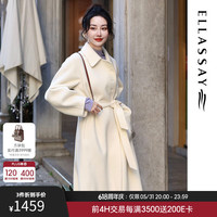 歌力思(ELLASSAY)【同款】新年战袍纯羊毛冬季白色高级双面羊毛呢子大衣外套女 珠光白 M