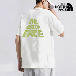 thenorthface北面白色短袖男女装2024春季新款户外跑步运动服休闲印花