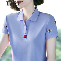 TZXT高档纯棉保罗短袖polo衫女士修身夏季新款运动休闲翻领t恤上衣潮