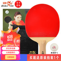 双鱼单拍九星级球拍直拍短柄专业手工兵乓球拍桧木碳素 双面反胶 双鱼九星直拍9A+E单拍+2球
