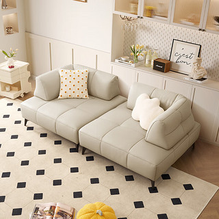 顾家家居可移动沙发 模块化沙发头层牛皮沙发客厅真皮沙发1201 【魅影黑】凳