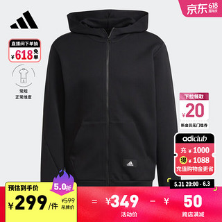 adidas 阿迪达斯 休闲连帽夹克外套男装阿迪达斯官方轻运动HA1416 黑色 A/L