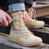 CQB.FURY高帮作战靴超轻户外鞋男登山鞋防滑耐磨战术靴沙漠靴 沙色 37