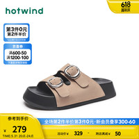 热风 hotwind软木拖时尚休闲沙滩度假质感轻便拖鞋24年夏季新款女士 08杏色 3