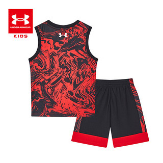 安德玛（Under Armour）男童篮球短袖套装242113340 暗红 150cm