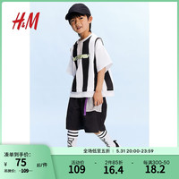 H&M童装男女同款T恤2024夏季柔软大廓形印花短袖上衣1234655 白色 140/68