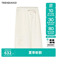 TRENDIANO创意贴花刺绣logo针织短裤2024年夏季运动纯色五分裤男 浅杏 S