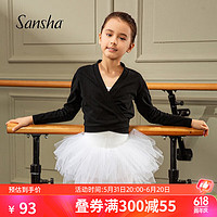 SANSHA 三沙 兒童舞蹈練功服女體操外套長袖上衣芭蕾服棉Y4051 黑色 L