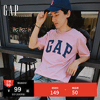 Gap 盖璞 男装春季2024新款撞色LOGO简约基础款圆领纯棉T恤465796短袖