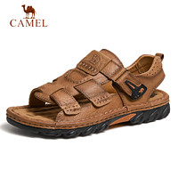 CAMEL 骆驼 凉鞋2024新款软弹缓震磨砂软牛皮免系止滑户外休闲凉鞋男士