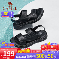 CAMEL 駱駝 男鞋 2024夏季新款舒適柔軟兩穿涼鞋軟彈緩震商務男鞋 G14M211612 黑色 39
