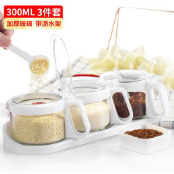 JINXIONG 金熊 调料罐调味罐调料盒三组300ML*3个 带置物架JC300