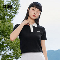 森马（Semir）【夏日T恤合辑】短袖T恤女中长款满印夏印花落肩上衣宽松显瘦潮流 H款美式复古-黑色90001 165/88A/L