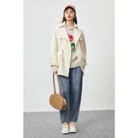 太平鸟小香风大衣女毛呢外套白色中长款款气质高级感