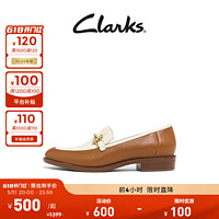 Clarks其乐女鞋乐福鞋女复古小皮鞋单鞋通勤平底鞋豆豆鞋鞋子 棕褐色 261672294 38