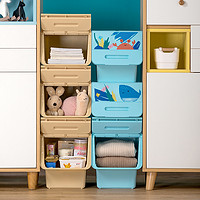 88VIP：CHAHUA 茶花 卡通翻盖收纳箱家用儿童玩具收纳箱衣服棉被侧开式置物周转箱