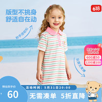 Classic Teddy精典泰迪女童连衣裙儿童公主裙中小童装夏季薄款裙子夏装套头衣服 甜美条纹女孩粉绿条纹 100