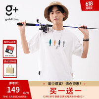金利来 g+潮牌鱼饵刺绣图案圆领短袖T恤男户外简约半袖TEE 00-白色 L