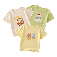 棉花堂童装男女童短袖t恤洋气儿童半袖宝宝上衣夏款女童   组合一:黄色,米白,绿色 130/64