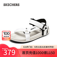 斯凯奇（Skechers）2024年夏季男鞋休闲凉鞋舒适透气外穿沙滩鞋229136 白色/黑色/WBK 41