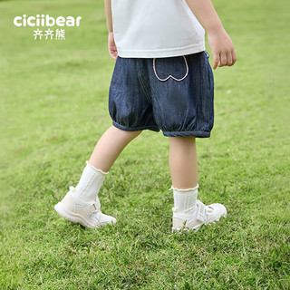 齐齐熊 cicibear女童短裤夏季宝宝牛仔裤儿童休闲裤2024新款小童五分裤夏装 牛仔蓝 120cm