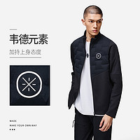 LI-NING 李寧 男子韋德系列短羽絨服時尚保暖拼接貼身型立領外套AYMT159