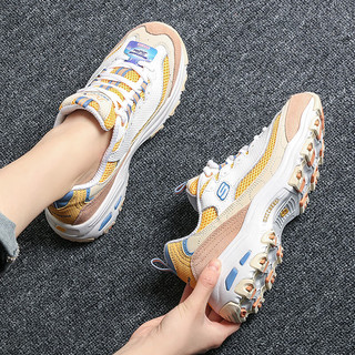 斯凯奇（Skechers）老爹鞋女鞋 熊猫鞋透气时尚休闲增高复古耐磨低帮缓震运动鞋 13146-WYL 35