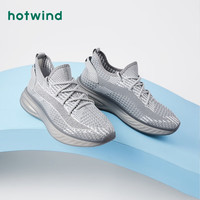 热风 hotwind银色休闲鞋网面透气时尚简约百搭个性潮酷通勤运动24年秋季新款男 0
