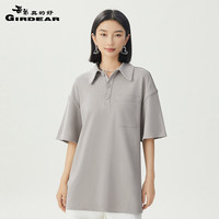 哥弟真的好2024夏季休闲POLO磨破短袖男女同款宽松T恤A301520 灰 S (2码)