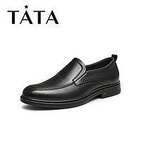 他她（TATA）商务休闲皮鞋男款一脚蹬黑色乐福鞋2024秋季新款TEY01CM4 黑色