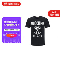 MOSCHINO 春夏圆领短袖T恤男装黑色撞色图案印花时尚舒适52