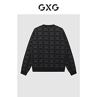 GXG 男装 商场同款黑色微阔潮流印花圆领卫衣 22年冬季新品